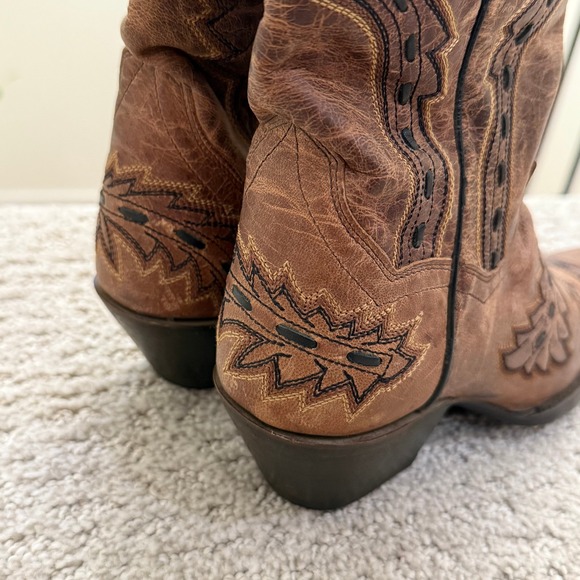 Dan Post SIDEWINDER Women 6 Western Cowboy Boots Brown MAD CAT Leather Snip Toe - Picture 3 of 10